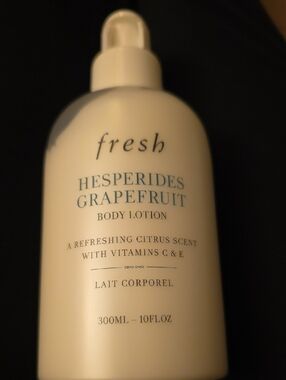 fresh Hesperides Grapefruit Body Lotion - Cream Bottle with Blue Text